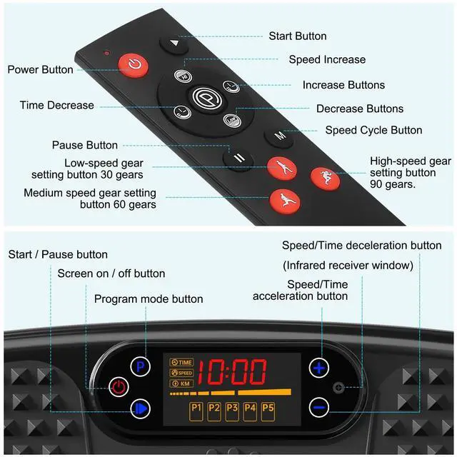 Alt view image 7 of 7 - Vibration Plate Exercise Machine for Lymphatic Drainage,Power Vibrate Stand Shake Board 450 Lbs Capacity Whole Body Workout Waver with Resistance Bands Weight Loss Gifts for Women Men-Black