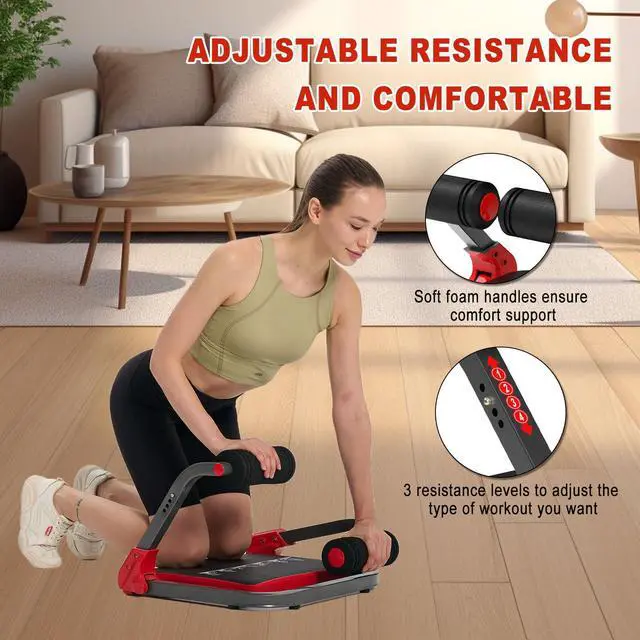 Alt view image 3 of 6 - Ab Machine, Sit Up Exercise Equipment, Ab Workout Equipment with 3 Adjustable Resistance, Ab Trainer for Stomach Workout with 330 LBS Weight Capacity, Foldable Ab Crunch Machine for Home Gym
