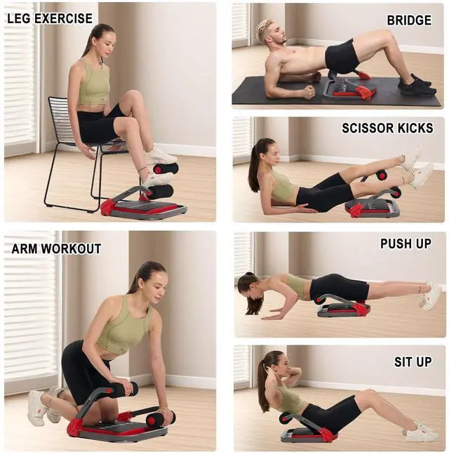 Alt view image 4 of 6 - Ab Machine, Sit Up Exercise Equipment, Ab Workout Equipment with 3 Adjustable Resistance, Ab Trainer for Stomach Workout with 330 LBS Weight Capacity, Foldable Ab Crunch Machine for Home Gym