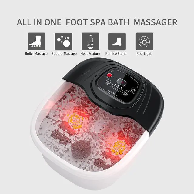 Alt view image 5 of 7 - Foot Spa Bath Massager with Heat, Epsom Salt,Bubbles, Vibration and Red Light, Tub for Stress Relief,Foot Soaker, Birthday Gifts for Mom Dad Women Men Her Him