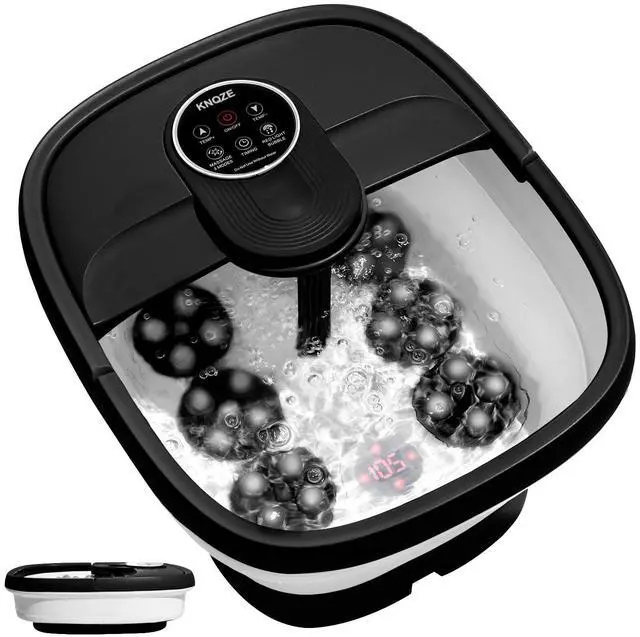 Main image of Collapsible Foot Spa Electric Foot Bath with Heat, Bubble, Remote, 24 Motorized Shiatsu Massage Balls. Pedicure Soaking tub for Feet Stress Relax (Black)