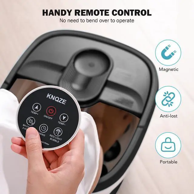 Alt view image 3 of 7 - Collapsible Foot Spa Electric Foot Bath with Heat, Bubble, Remote, 24 Motorized Shiatsu Massage Balls. Pedicure Soaking tub for Feet Stress Relax (Black)