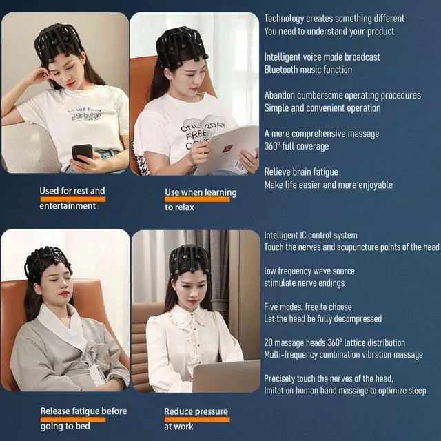 Alt view image 6 of 7 - Electric Scalp Massager - Octopus Head Massager Stress Relax, 20 Claw Multi-Configuration Array Vibrating Nodes, 5 Modes, Bluetooth Music, Hair Scalp Relaxation, Fatigue Relief