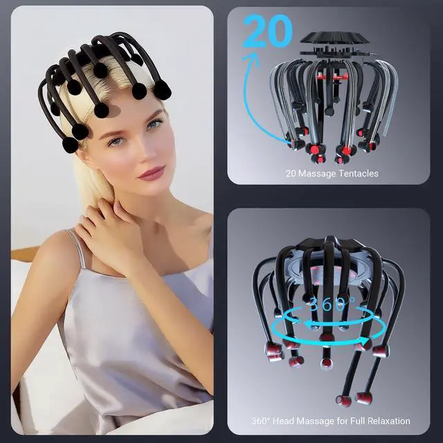 Alt view image 2 of 7 - Electric Scalp Massager, 360° Octopus Head Massager Scalp Relax
