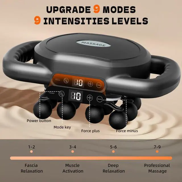 Alt view image 4 of 7 - 12-Head Massage Gun Set, Deep Tissue Muscle Massagers Tools Electric Percussion Massagers with 9 Modes Quiet Massager for Back Pain Full Body Muscle Pain Relief, Ideal Gifts for Women, Men