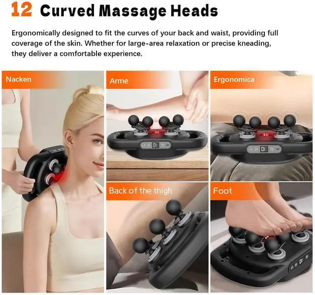 Alt view image 3 of 7 - 12-Head Massage Gun Set, Deep Tissue Muscle Massagers Tools Electric Percussion Massagers with 9 Modes Quiet Massager for Back Pain Full Body Muscle Pain Relief, Ideal Gifts for Women, Men