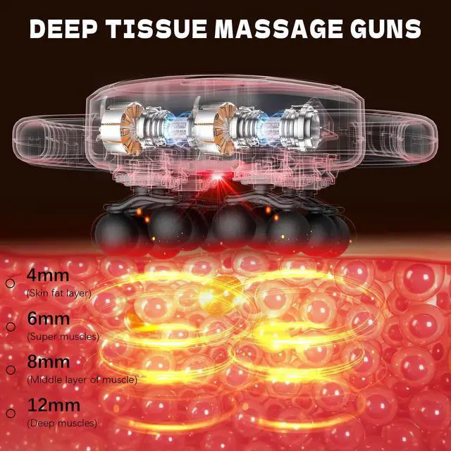 Alt view image 5 of 7 - 12-Head Massage Gun Set, Deep Tissue Muscle Massagers Tools Electric Percussion Massagers with 9 Modes Quiet Massager for Back Pain Full Body Muscle Pain Relief, Ideal Gifts for Women, Men