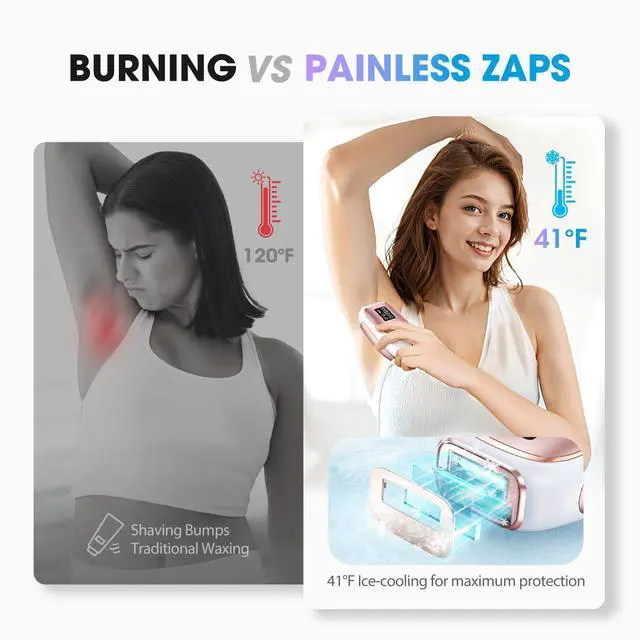 Alt view image 4 of 7 - IPL Laser Hair Removal Device for Women & Men - Home 45°F Ice-Cooling Contact for Painless & Long-Lasting Results, 86% Hair Reduction in 3 Weeks for Full Body & Bikini Line, Rose Gold