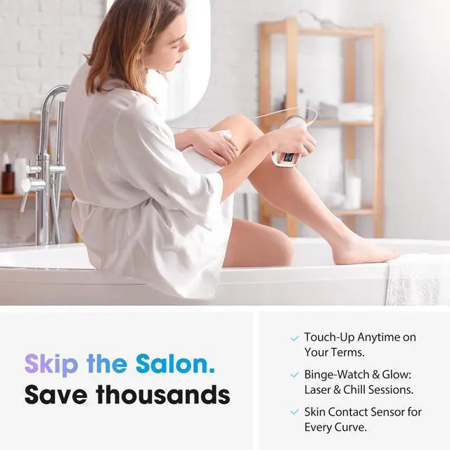 Alt view image 5 of 7 - IPL Laser Hair Removal Device for Women & Men - Home 45°F Ice-Cooling Contact for Painless & Long-Lasting Results, 86% Hair Reduction in 3 Weeks for Full Body & Bikini Line, Rose Gold