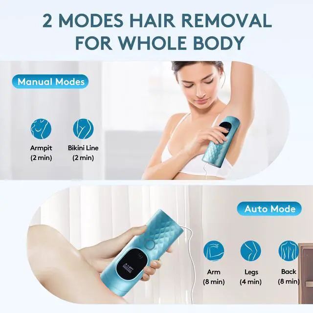 Alt view image 6 of 7 - Laser Hair Removal for Women and Men - Permanent Painless Ice Cooling IPL Device Remover Machine with Shaver, Goggles, 999,999 Flashes for Body and Face, Corded