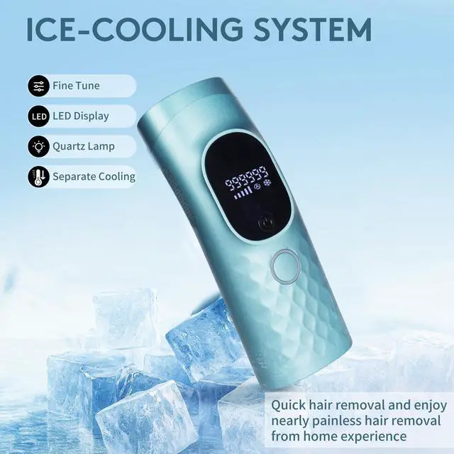 Alt view image 3 of 7 - Laser Hair Removal for Women and Men - Permanent Painless Ice Cooling IPL Device Remover Machine with Shaver, Goggles, 999,999 Flashes for Body and Face, Corded