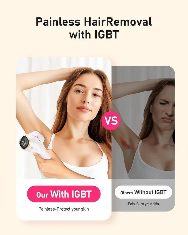 Alt view image 5 of 7 - Laser Hair Removal for Women and Men, At-Home IPL Hair Removal Device with 5.2 cm² Treatment Window, Nearly Painless, Visible Results in 2 Weeks, Full Body Treatment in 8 Minutes