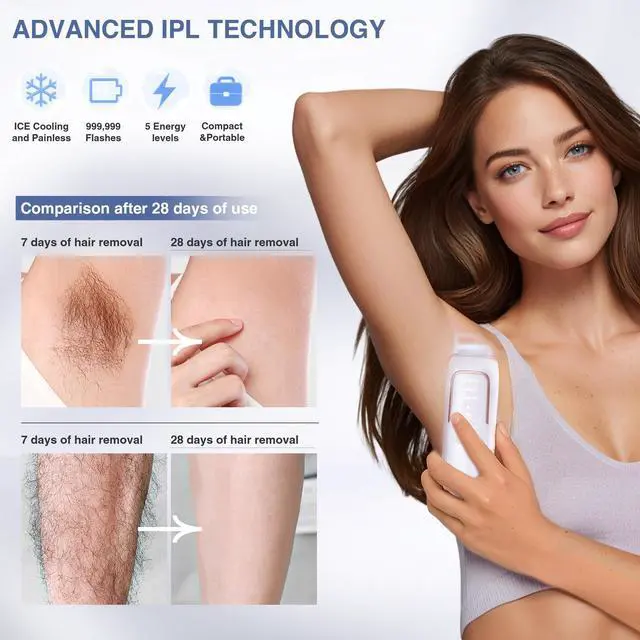 Alt view image 5 of 7 - Laser Hair Removal for Women with 5 Ice Cooling, Painless IPL Laser Hair Removal Device, 3 Modes & 5 Strengths Tailored for Every Body Part, at Home Laser Hair Removal for Women Men on Face Body