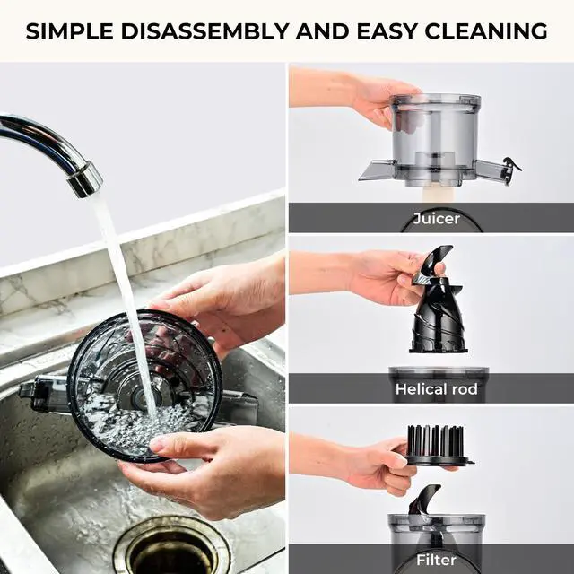 Alt view image 6 of 7 - Cold Press Juicer, 5.3" Feed Chute Slow Masticating Machines with 300W, Fit Whole Fruits & Vegetables, High Juice Yield, Easy to Clean, White