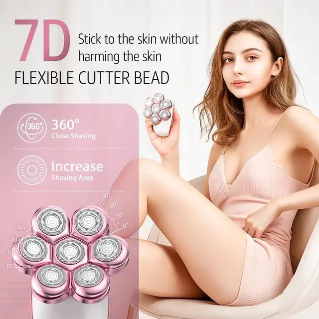 Alt view image 3 of 7 - Electric Razors for Women Legs: Rechargeable Body Shaver - Waterproof Wet Dry Hair Remover - Trimmer for Lady Face Underarms Pubic