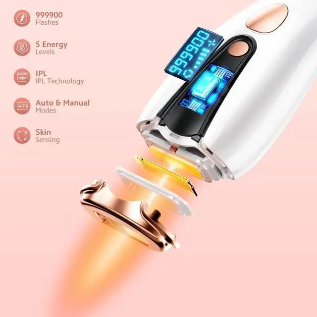 Alt view image 2 of 6 - Laser Hair Removal for Women and Men, at Home Permanent Hair Remover Machine,Upgraded to 999,900 Flashes, IPL Hair Removal Device for Facial Legs Arms Bikini Line Whole Body, Corded