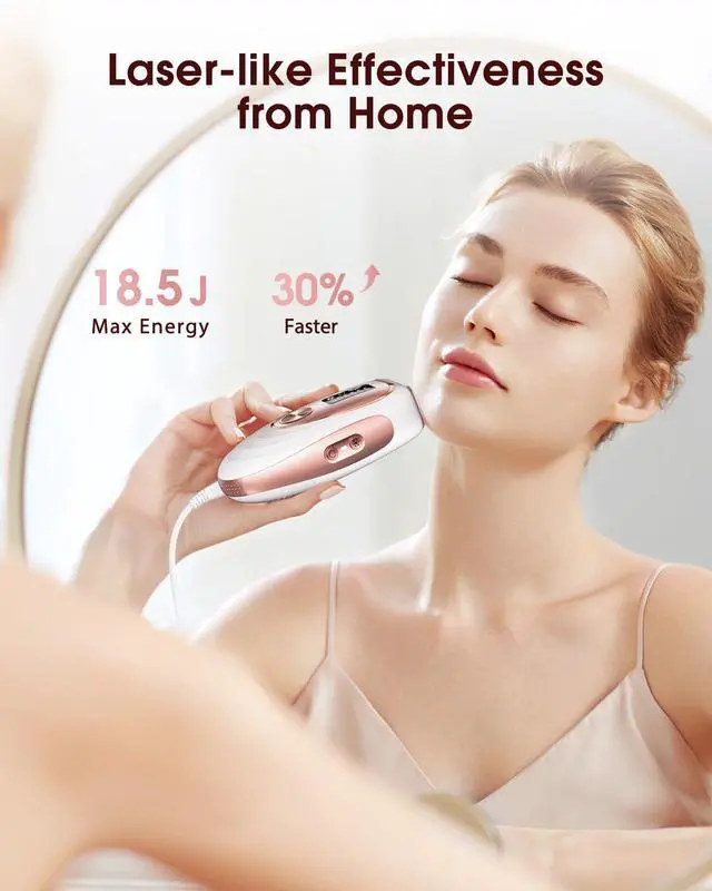 Alt view image 4 of 7 - Laser Hair Removal, IPL Hair Removal with Ice-Cooling System for Painless & Long-Lasting Result, Safe At-Home Hair Remover Device for Armpits Back Legs Arms Face Bikini Line, Rose Gold
