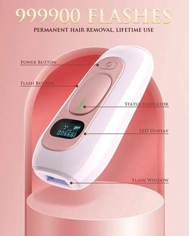 Alt view image 2 of 6 - Laser Hair Removal for Women and Men Permanent IPL Hair Removal Device Upgraded to 999,900 Flashes Painless for Facial Legs Arms Bikini Whole Body Use