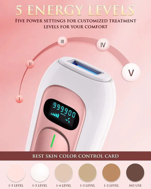 Alt view image 5 of 6 - Laser Hair Removal for Women and Men Permanent IPL Hair Removal Device Upgraded to 999,900 Flashes Painless for Facial Legs Arms Bikini Whole Body Use
