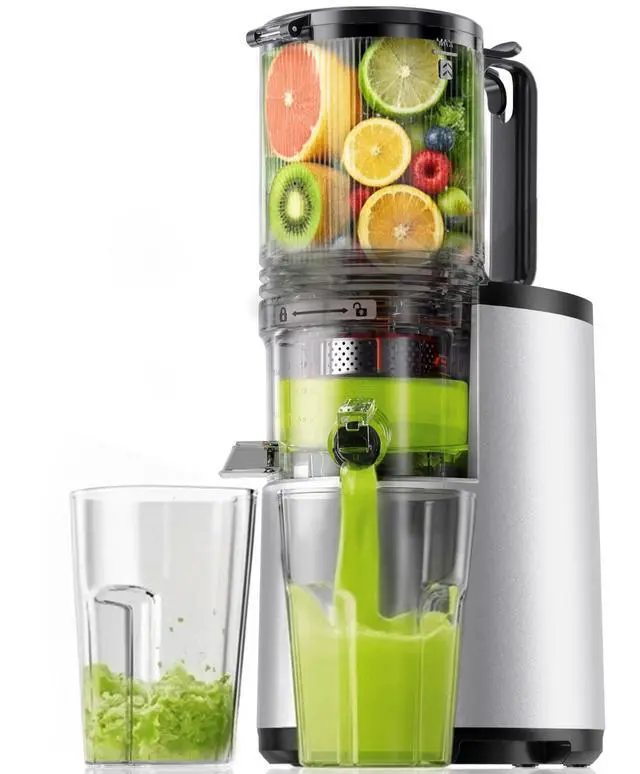 Main image of Cold Press Juicer,  5.5" Extra Large Feed Chute Slow Masticating Juicer, 250W Juicer Machines, 99.6% High Juice Yield, Easy to clean, Reverse Function, for Whole Vegetables & Fruits. Sliver