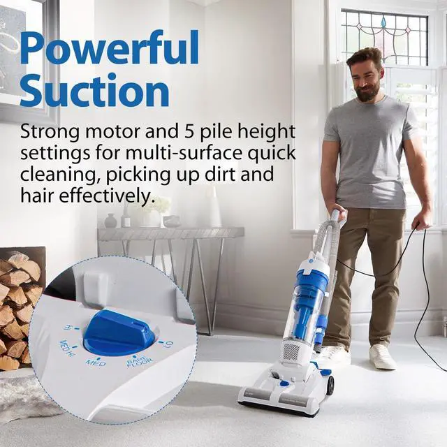 Alt view image 2 of 6 - Upright Vacuum Cleaner Power Suction Bagless Vacuum Cleaner Portable Floor Cleaner with 20ft Cord & 13 Cleaning Path for Carpet, Hard Floor and Pet Hair