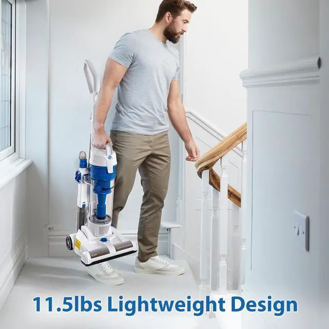 Alt view image 6 of 6 - Upright Vacuum Cleaner Power Suction Bagless Vacuum Cleaner Portable Floor Cleaner with 20ft Cord & 13 Cleaning Path for Carpet, Hard Floor and Pet Hair