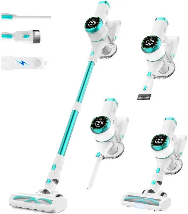 Main image of V500 Cordless Vacuum Cleaner for Home, 40000Pa/450W Stick Vacuum with LED Touch Screen, Charging Wall Dock, Anti-Tangle, Lightweight Handheld Vacuum for Pet Hair, Hard Floor, Carpet, Blue