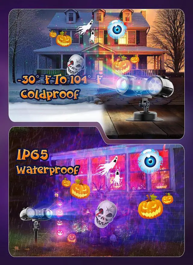 Alt view image 4 of 7 - 3 in 1 Halloween Christmas Projector Lights Outdoor 21 HD Effects (3D Ocean Wave + Patterns+Red Green) Waterproof with Timer Halloween Landscape Lights for Indoor Holiday