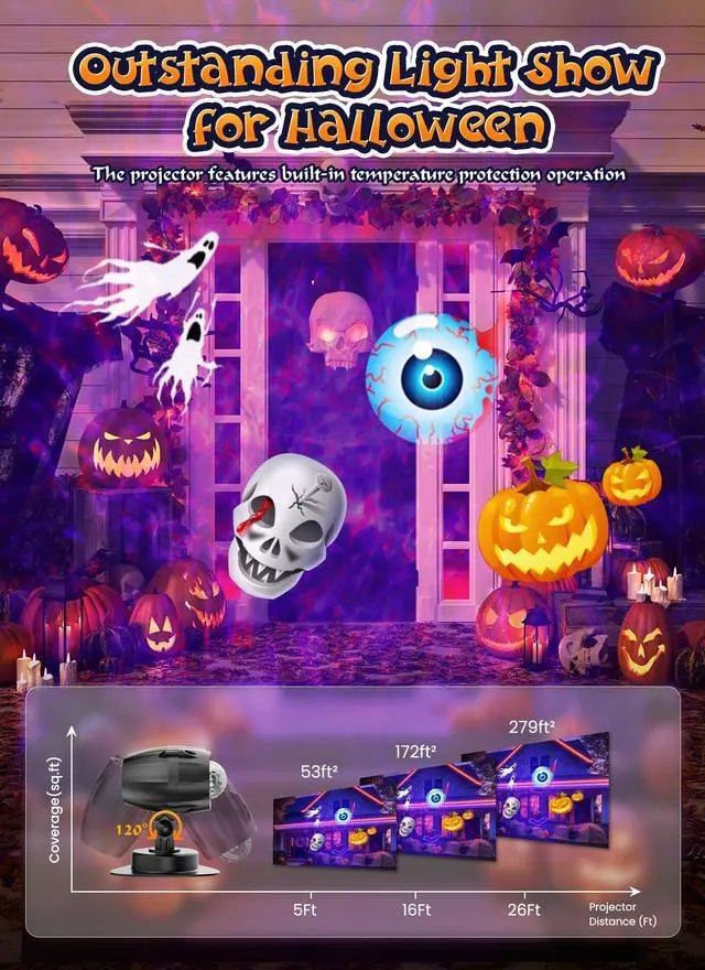 Alt view image 5 of 7 - 3 in 1 Halloween Christmas Projector Lights Outdoor 21 HD Effects (3D Ocean Wave + Patterns+Red Green) Waterproof with Timer Halloween Landscape Lights for Indoor Holiday