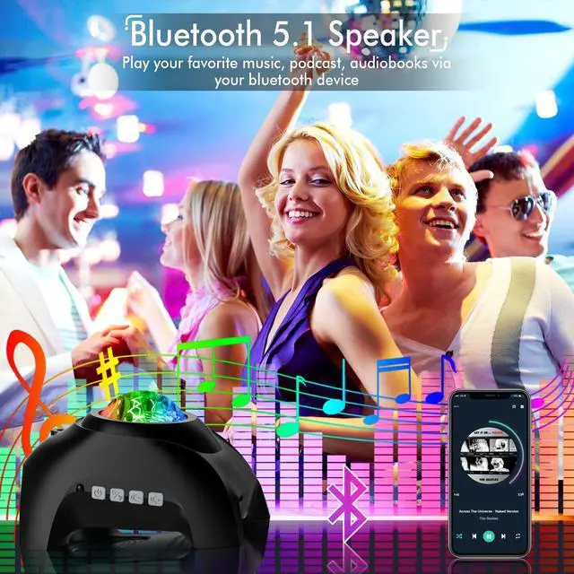 Alt view image 4 of 7 - Galaxy Projector, Star Projector Light for Bedroom, Bluetooth Speaker and 8 White Noise, Night Light Projector for Kids Adults Game Room, Home Theater, Ceiling, Christmas, Room Decor