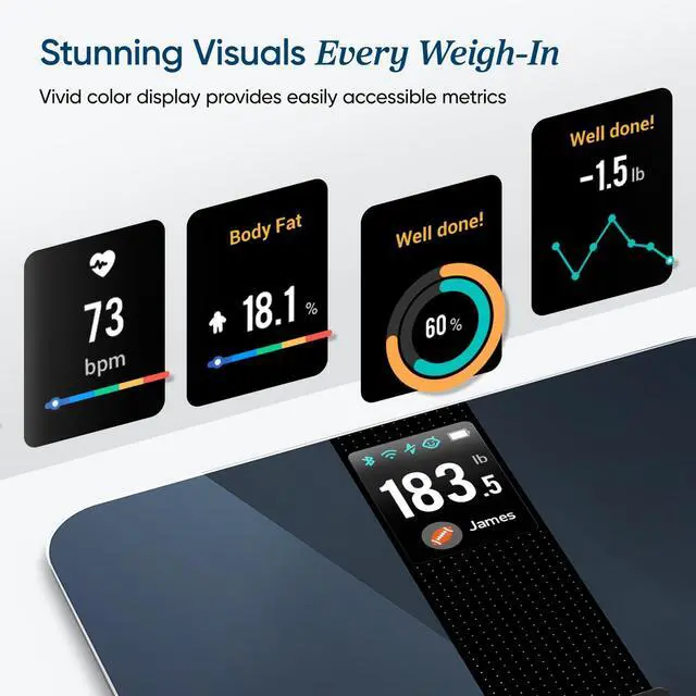 Alt view image 2 of 7 - Smart Scale for Body Weight Fat, Digital Bathroom Weighing Machine for Accurate BMI Muscle Mass Composition, Home Use Apple Health Compatible Fitness Equipment