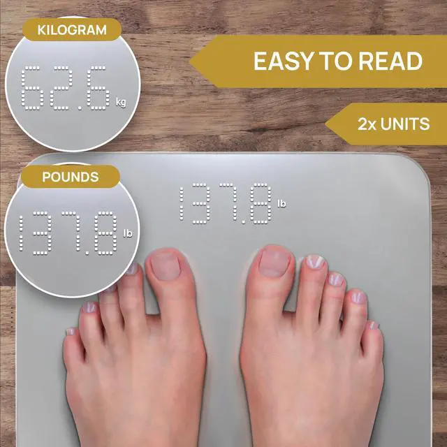 Alt view image 2 of 6 - Bathroom Scale, Highly Accurate Digital Bathroom Body Scale, Measures Weight up to 400 lbs. Includes Batteries