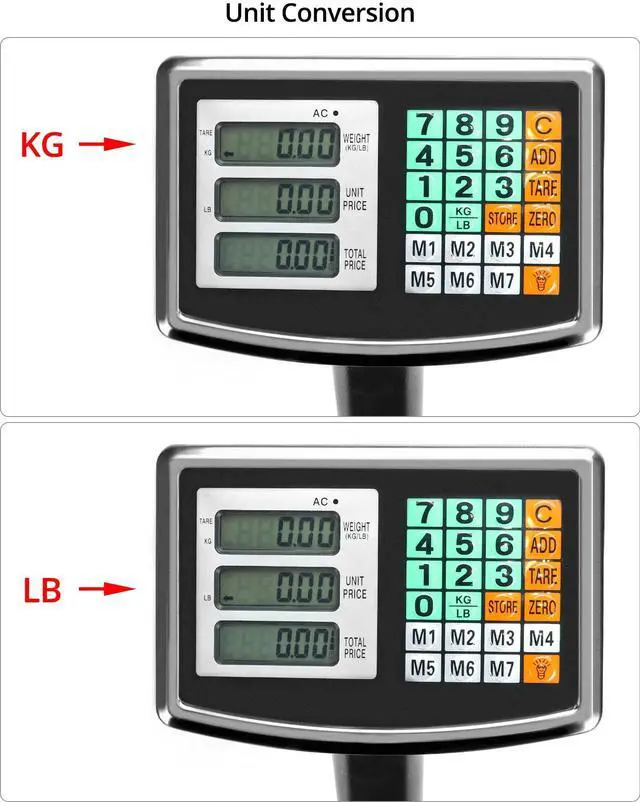 Alt view image 4 of 7 - Foldable 600LB Weight Computing Postal Scale, Floor Platform Digital Scale, Accurate Warehouse Large Shipping Mailing LB/KG Calculator