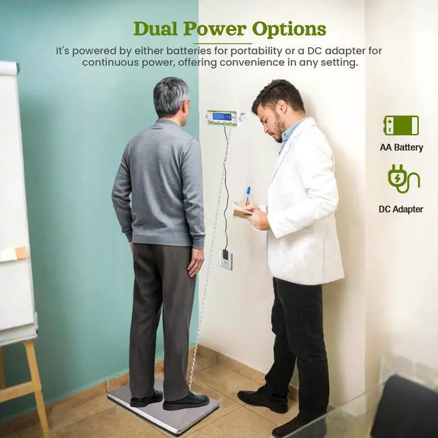 Alt view image 3 of 7 - Extra Wide Medical Physician Scale - 440 lb/200 kg Capacity, High Accuracy Digital Display, Heavy Duty Portable Body Weight Scale for Home, Office, Hospital, Gym & Bariatric Use