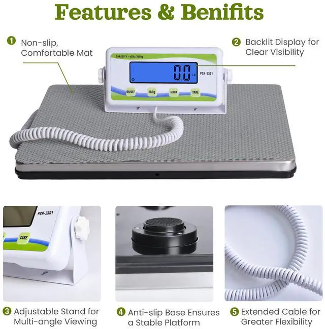 Alt view image 4 of 7 - Extra Wide Medical Physician Scale - 440 lb/200 kg Capacity, High Accuracy Digital Display, Heavy Duty Portable Body Weight Scale for Home, Office, Hospital, Gym & Bariatric Use