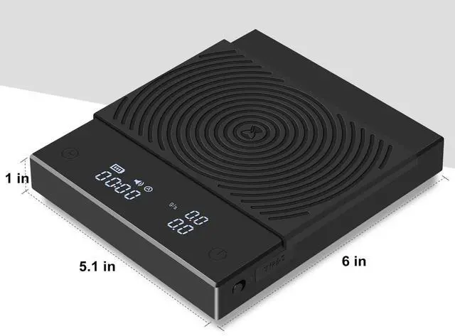Alt view image 6 of 7 - Coffee Scale Basic 2.0 Electronic Espresso Scale with Water Flow Rate and Timer Function, Free Switching of Ounce/kg Units, Digital Scale for Kitchen/Baking/Cooking, Black