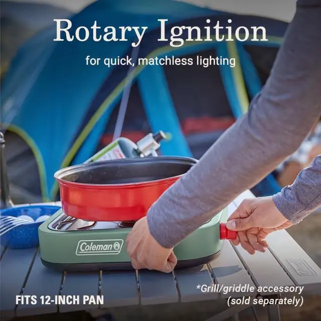 Alt view image 5 of 7 - Cascade 18 1-Burner Camping Stove, Portable Cooktop with 8000 BTUs & Matchless Lighting, Fits 12-Inch Pan, Great for Outdoor Cooking, Camping, Tailgating, Grilling, BBQs, & More