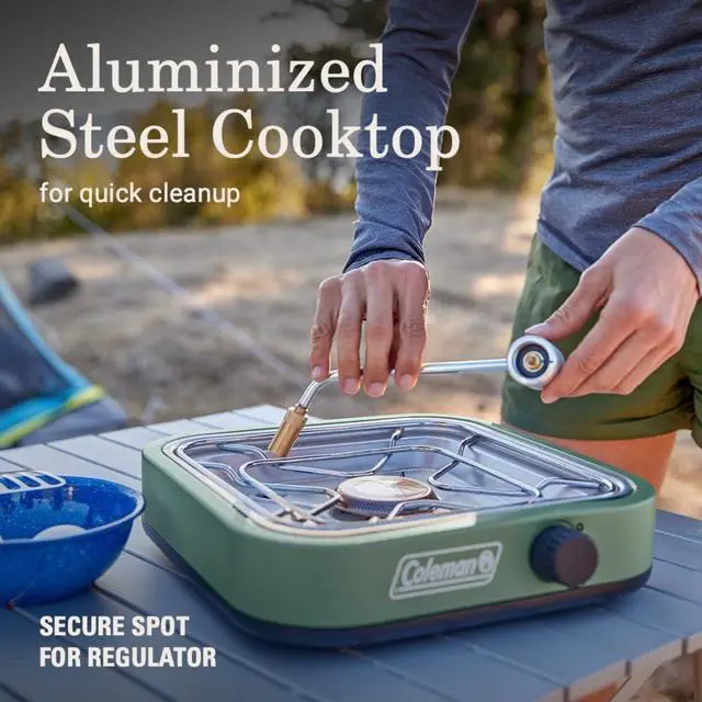 Alt view image 6 of 7 - Cascade 18 1-Burner Camping Stove, Portable Cooktop with 8000 BTUs & Matchless Lighting, Fits 12-Inch Pan, Great for Outdoor Cooking, Camping, Tailgating, Grilling, BBQs, & More