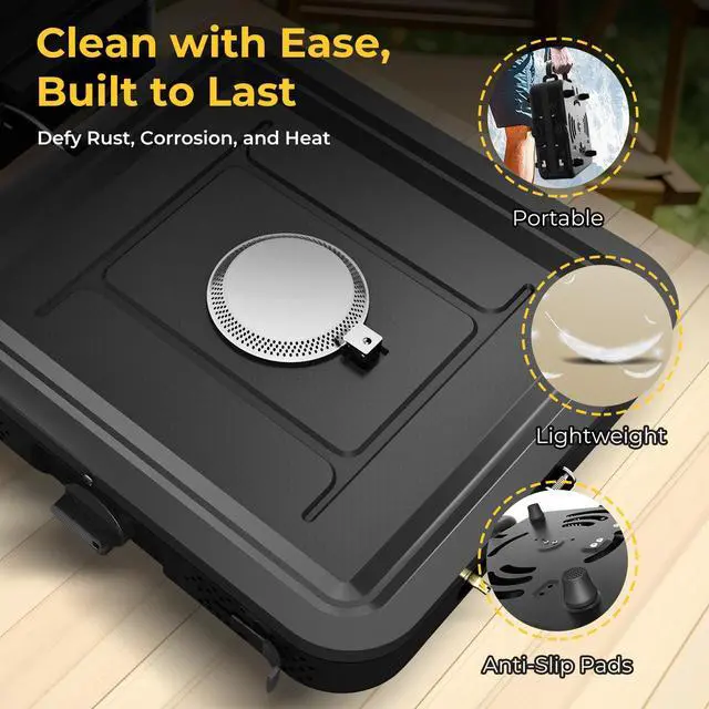 Alt view image 7 of 7 - 2 Burner Portable Camping Stove Propane, Folding Propane Stove for Camping, Camp Stove with 17,000 BTU,Two Adjustable Burners Gas Camping Stove with Carrying Bag for Outdoor Cooking,BBQ