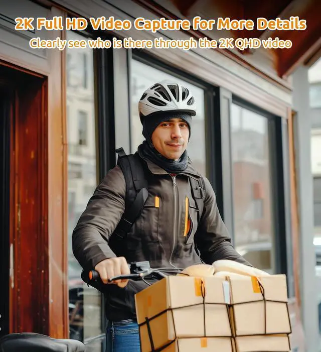 Alt view image 2 of 7 - Doorbell Camera, Video Doorbell with Chime, 2-Way Talk, 2.4Ghz WiFi, Night Vision, PIR Motion Detection, Compatible with Alexa and Google Assistant, Indoor Outdoor Surveillance