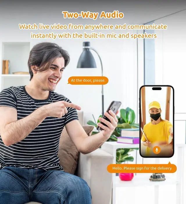 Alt view image 4 of 7 - Doorbell Camera, Video Doorbell with Chime, 2-Way Talk, 2.4Ghz WiFi, Night Vision, PIR Motion Detection, Compatible with Alexa and Google Assistant, Indoor Outdoor Surveillance