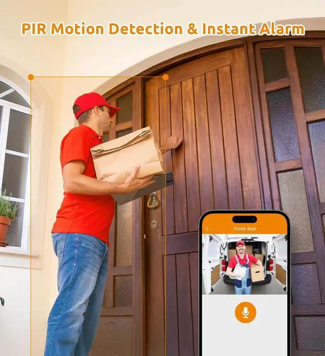 Alt view image 7 of 7 - Doorbell Camera, Video Doorbell with Chime, 2-Way Talk, 2.4Ghz WiFi, Night Vision, PIR Motion Detection, Compatible with Alexa and Google Assistant, Indoor Outdoor Surveillance