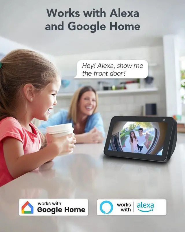Alt view image 7 of 7 - Battery Doorbell, 180° Head-to-Toe Video, Live View with Two-Way Talk, No Monthly Fee, 2.4G Wi-Fi with Chime, Local/Cloud Storage, Human Detection, Compatible with Alexa & Google Home