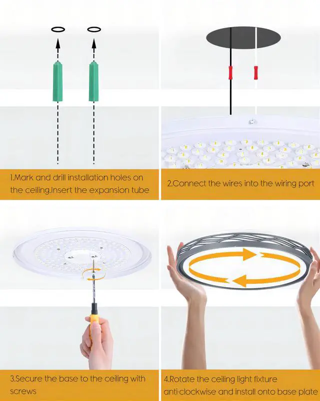 Alt view image 6 of 6 - FCPVHOY 20 Inch Large LED Flush Mount Ceiling Light, 2700K-6500K Dimmable LED Ceiling Light Fixture with Remote, 70W 8900lm Round Modern Ceiling Lamp for Bedroom, Living Room, Hallway (Grey)