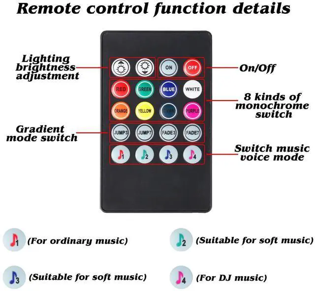 Alt view image 3 of 5 - FCPVHOY Led Interior Car Lights with Remote, Led Light RGB Rhythm Light Strip RGB Car Lights Music Rhythm car Lights (12V, 4 Lines,48 LEDs)