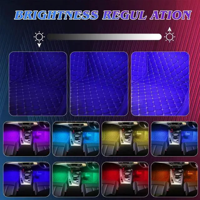 Alt view image 5 of 5 - FCPVHOY Led Interior Car Lights with Remote, Led Light RGB Rhythm Light Strip RGB Car Lights Music Rhythm car Lights (12V, 4 Lines,48 LEDs)