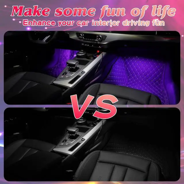 Alt view image 4 of 5 - FCPVHOY Led Interior Car Lights with Remote, Led Light RGB Rhythm Light Strip RGB Car Lights Music Rhythm car Lights (12V, 4 Lines,48 LEDs)