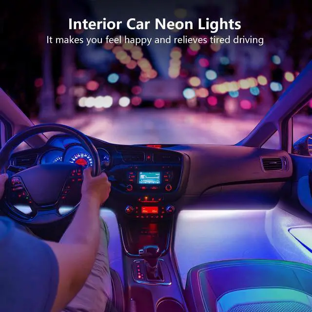 Alt view image 2 of 7 - FCPVHOY RGB LED Car Interior Light Strips with App Controls, Footwell Lighting for Car,Interior Car Lights with DIY Music Mode,72 LEDs Car Lights