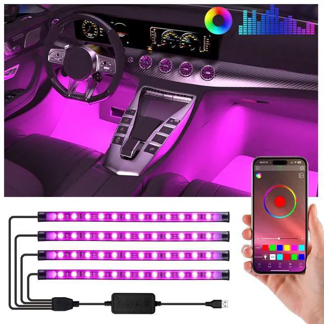 Main image of FCPVHOY Car Led Lights Interior with Smart APP Control,  Sync Music,DIY Mode,Multicolor led Car interior Light Kits,5V USB Led Lights for Cars, Trucks, SUVs