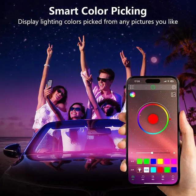 Alt view image 5 of 7 - FCPVHOY Car Led Lights Interior with Smart APP Control,  Sync Music,DIY Mode,Multicolor led Car interior Light Kits,5V USB Led Lights for Cars, Trucks, SUVs